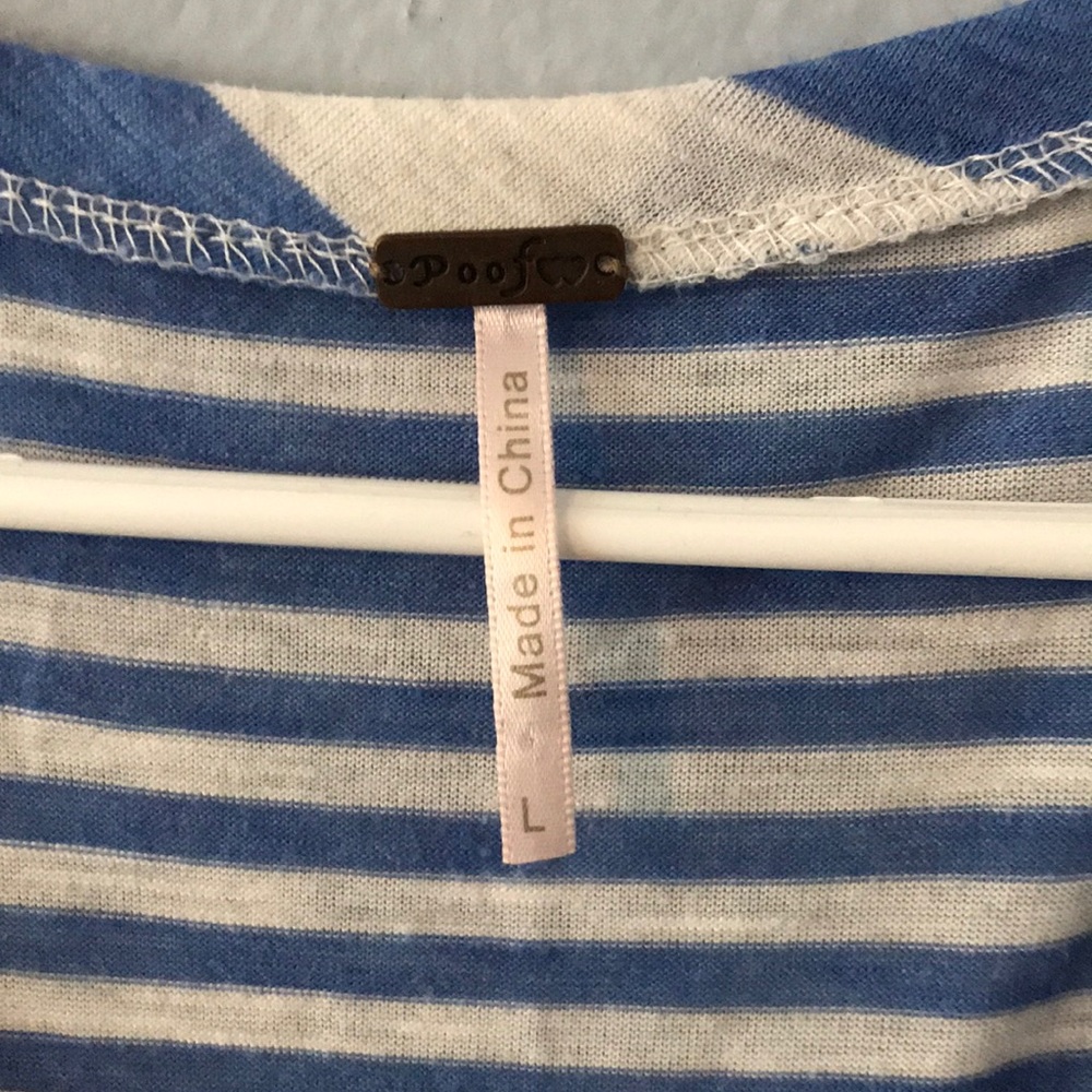 Poof! blue striped tunic top size L - Picture 2 of 5